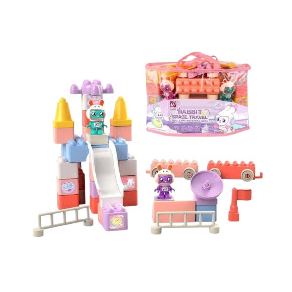 Σετ κατασκευών DIY με τουβλάκια - Rabbit Space Travel - 38pcs - JX6802 - 215465 - GoodFlix