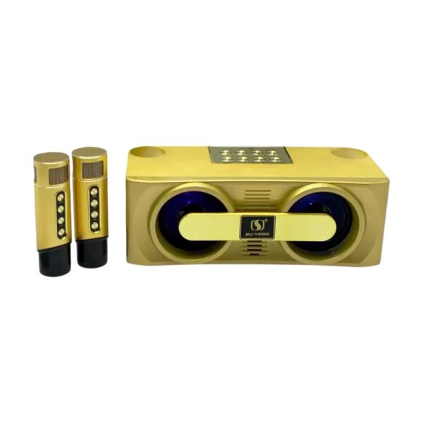 Ασύρματο ηχείο Bluetooth με 2 μικρόφωνα Karaoke - YS-205 - 887226 - Gold - GoodFlix