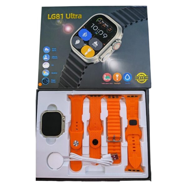Σετ Smartwatch με 4 λουράκια - LG81 Ultra - 065110 - Orange - GoodFlix