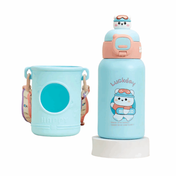 Παιδικό παγούρι-θερμός με καλαμάκι - 500ml - 219422 - Blue - GoodFlix