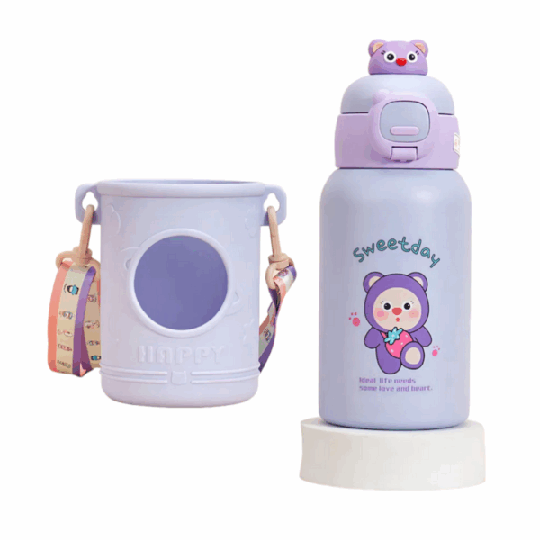 Παιδικό παγούρι-θερμός με καλαμάκι - 500ml - 219422 - Purple - GoodFlix