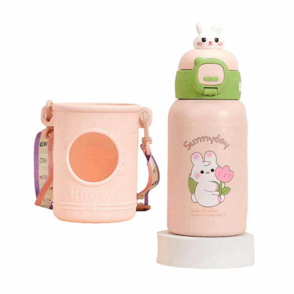Παιδικό παγούρι-θερμός με καλαμάκι - 500ml - 219422 - Pink - GoodFlix