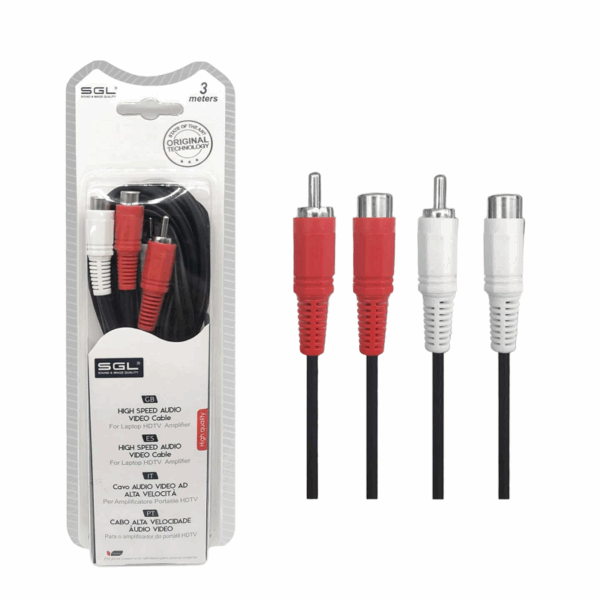 Καλώδιο σήματος RCA - 1546 - 2xRCA m-f/2xRCA m-f - 3m - 096230 - GoodFlix