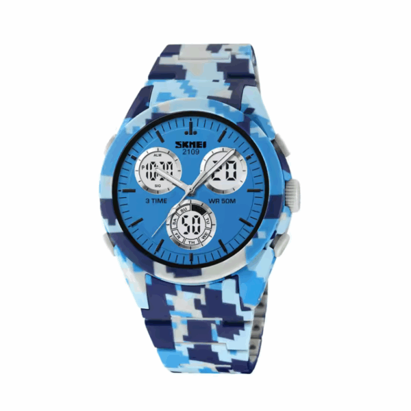 Ψηφιακό/αναλογικό ρολόι χειρός – Skmei - 2109 - Army Light Blue - GoodFlix