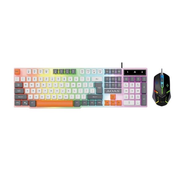 Σετ ενσύρματο πληκτρολόγιο & ποντίκι Gaming - A1020 - 655560 - White - GoodFlix