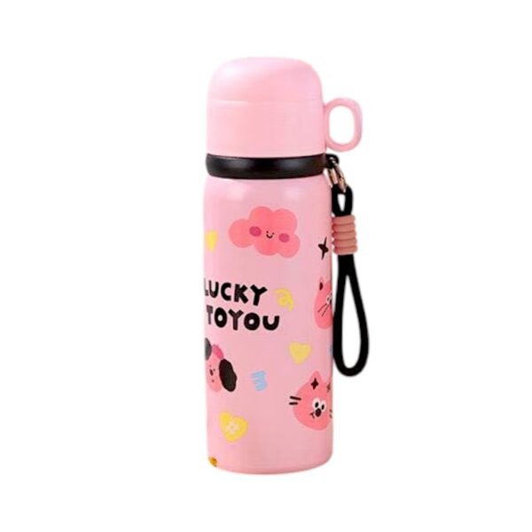 Παιδικό παγούρι-θερμός με κούπα - 500ml - 722368 - Pink - GoodFlix
