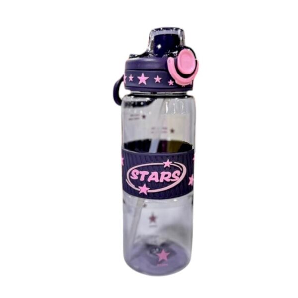 Φορητό παγούρι πλαστικό με καλαμάκι - 600ml - 722443 - Purple - GoodFlix