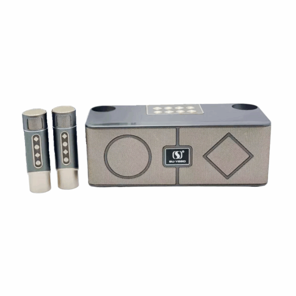 Ασύρματο ηχείο Bluetooth με 2 μικρόφωνα Karaoke - YS215 - 887271 - Grey - GoodFlix
