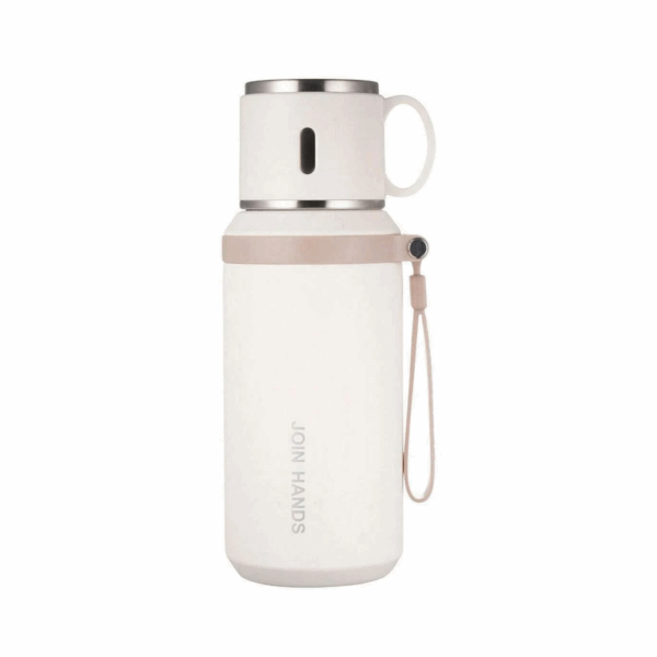 Φορητό παγούρι-θερμός με κούπα - 650ml - 219507 - White - GoodFlix