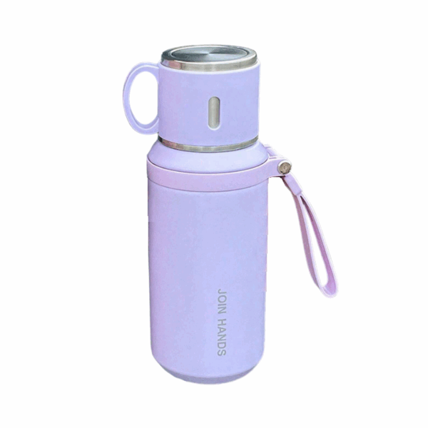 Φορητό παγούρι-θερμός με κούπα - 650ml - 219507 - Purple - GoodFlix