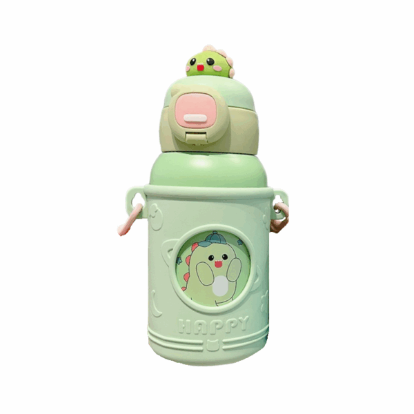 Παιδικό παγούρι-θερμός με καλαμάκι - 500ml - 219422 - Green - GoodFlix