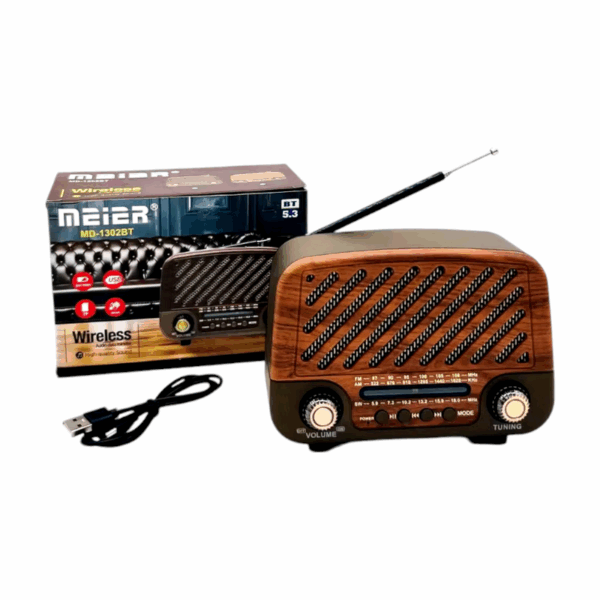 Επαναφορτιζόμενο ραδιόφωνο Retro - MD-1302BT - 020108 - Light Brown/Wood - GoodFlix