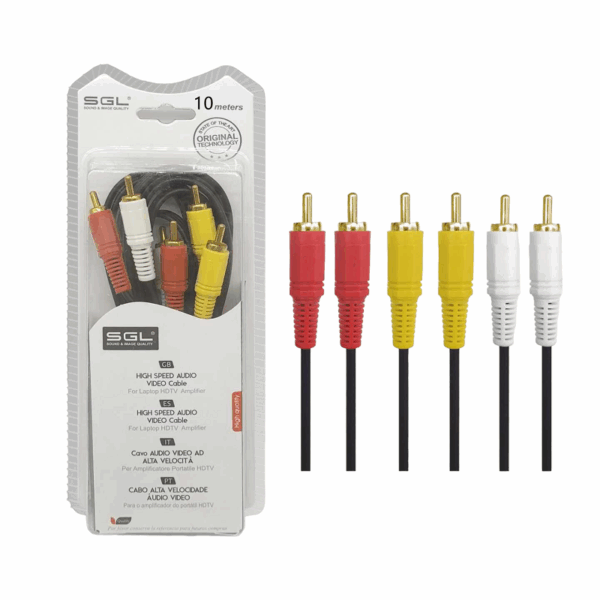 Kαλώδιο RCA - 306A - 3xRCA male/3xRCA male - 10m - 096124 - GoodFlix