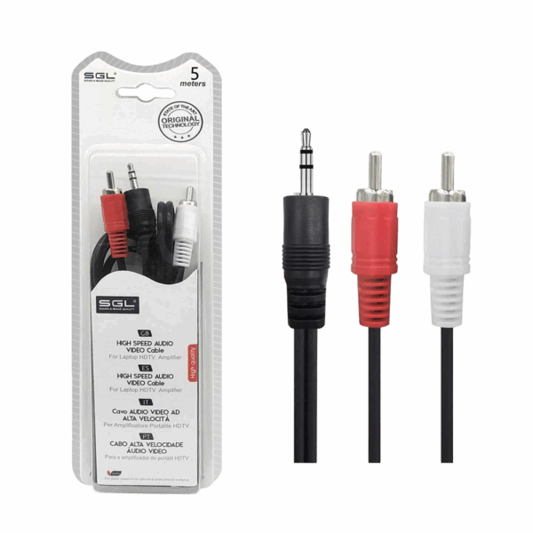 Καλώδιο ήχου - 412A - Jack 3.5mm male/2xRCA male - 5m - 096155 - GoodFlix