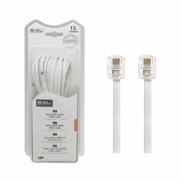 Καλώδιο γραμμής τηλεφώνου πλακέ - 6P4C - 15m - 097039 - GoodFlix