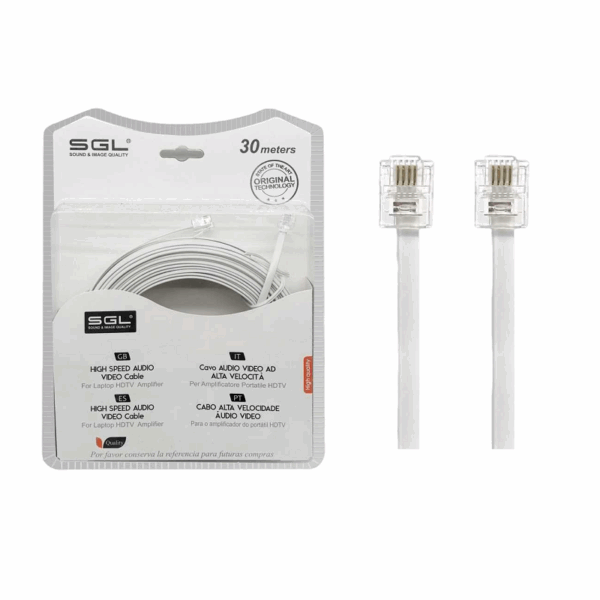 Καλώδιο γραμμής τηλεφώνου πλακέ - 6P4C - 30m - 097053 - GoodFlix