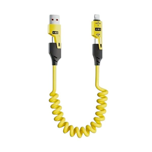 Καλώδιο φόρτισης & data σπιράλ - 4in1 - Fast Charge - X204 - 27-65W - 102048 - Yellow - GoodFlix