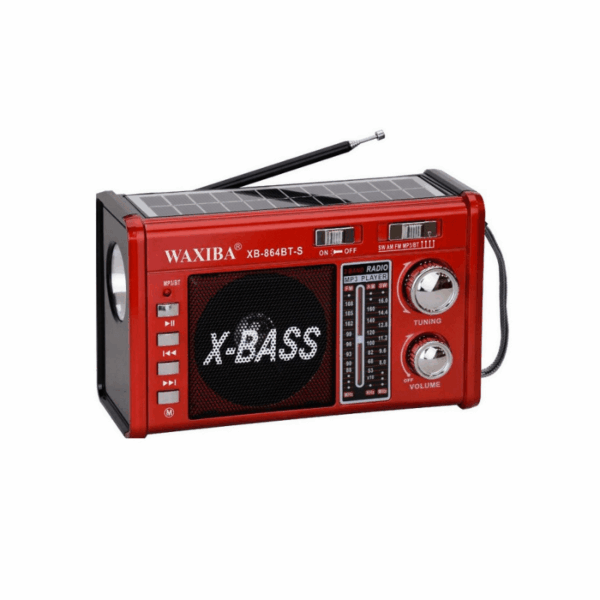 Επαναφορτιζόμενο ραδιόφωνο με ηλιακό πάνελ - XB864 BT-S - 108648 - Red - GoodFlix