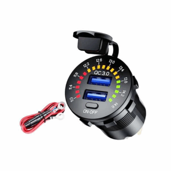 Σταθερή θύρα φόρτισης USB οχημάτων με βολτόμετρο - Quick Charger - 1540405/06 - 507935 - GoodFlix