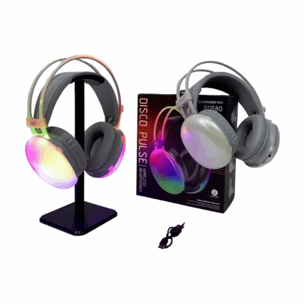 Ασύρματα ακουστικά Bluetooth LED - Headphones - PG580 - RGB - 212058 - White - GoodFlix