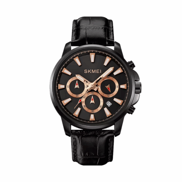 Aναλογικό ρολόι χειρός – Skmei - 2071 - Black-Gold/Leather Black - GoodFlix