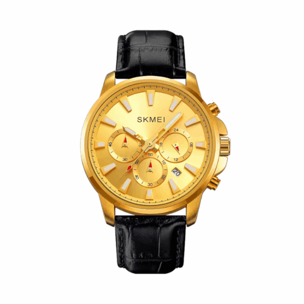 Aναλογικό ρολόι χειρός – Skmei - 2071 - Gold/Leather Black - GoodFlix