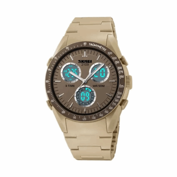 Ψηφιακό/αναλογικό ρολόι χειρός – Skmei - 2109 - Beige - GoodFlix