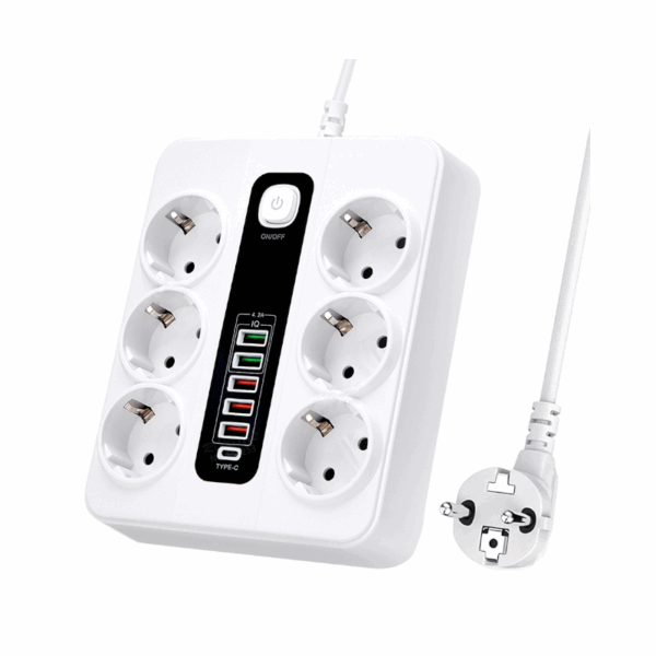 Πολύπριζο 6 θέσεων με διακόπτη & θύρες USB - KOS-27018EU - 270181 - GoodFlix
