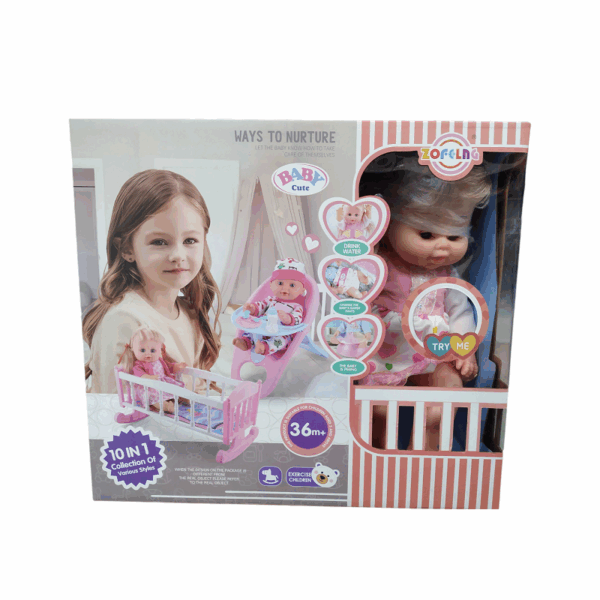 Κούκλα μωρό με κρεβατάκι και αξεσουάρ φροντίδας - L010-13 - 345343 - GoodFlix