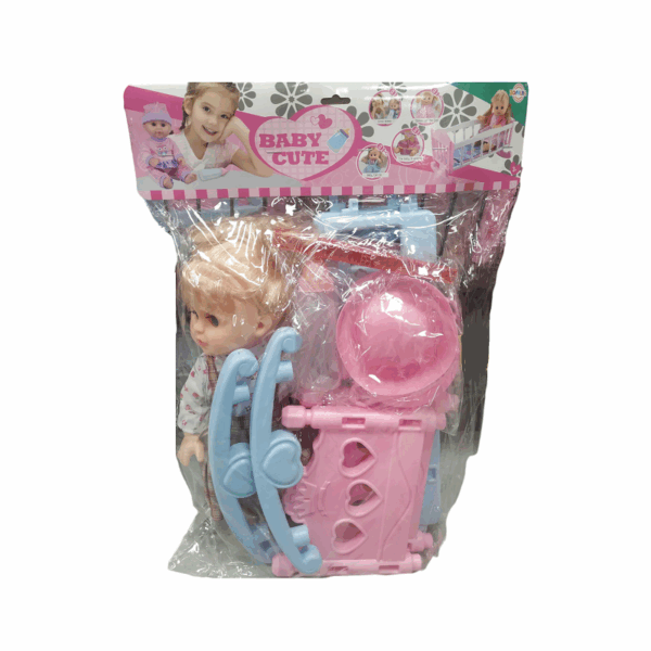 Κούκλα μωρό με κρεβατάκι και αξεσουάρ φροντίδας - K007-33 - 345362 - GoodFlix