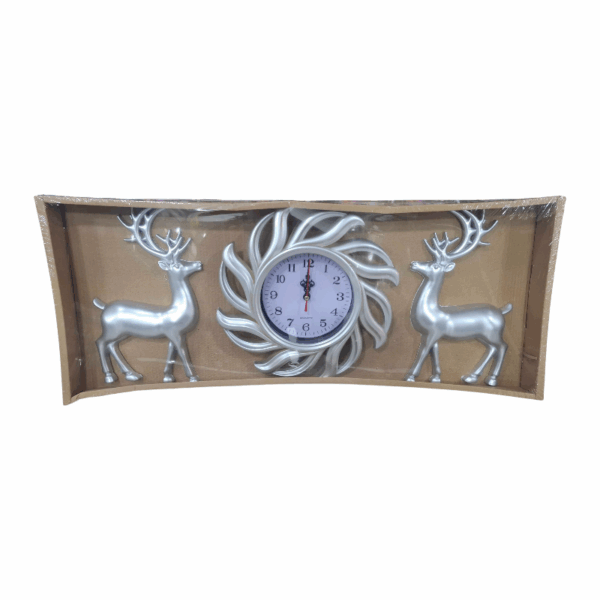 Ρολόι τοίχου με διακοσμητικά ελάφια - 3pcs - 808-5 - 380852 - Silver - GoodFlix