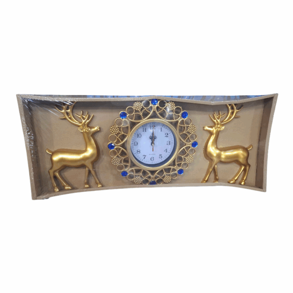 Ρολόι τοίχου με διακοσμητικά ελάφια - 3pcs - 907-5 - 390752 - Gold - GoodFlix