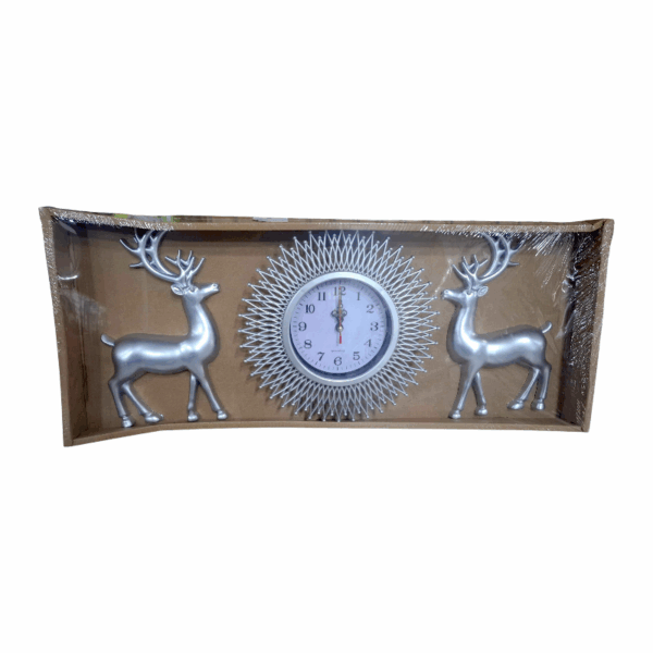 Ρολόι τοίχου με διακοσμητικά ελάφια - 3pcs - 911-5 - 391155 - Silver - GoodFlix