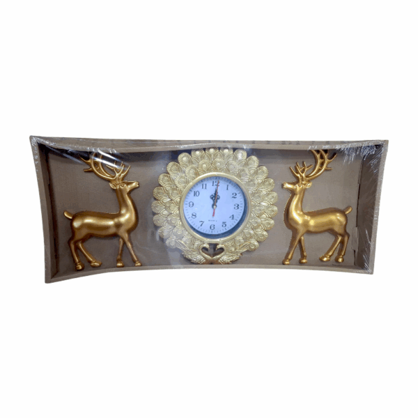 Ρολόι τοίχου με διακοσμητικά ελάφια - 3pcs - 913-5 - 391353 - Gold - GoodFlix