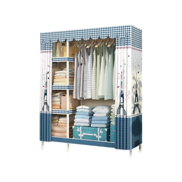 Υφασμάτινη ντουλάπα ρούχων με ράφια - PL13-105 - 521643 - Blue - GoodFlix