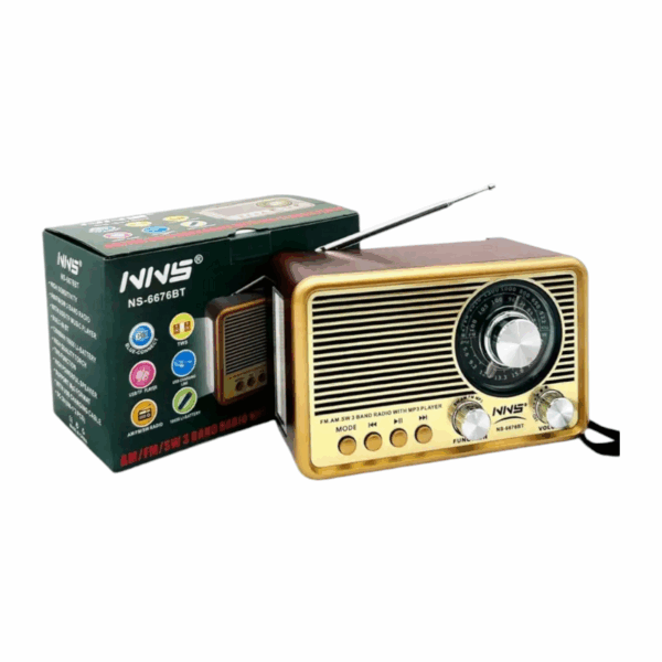 Επαναφορτιζόμενο ραδιόφωνο Retro - NS-6676BT - 566765 - Gold - GoodFlix