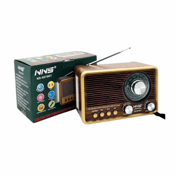 Επαναφορτιζόμενο ραδιόφωνο Retro - NS-6676BT - 566765 - Brown - GoodFlix