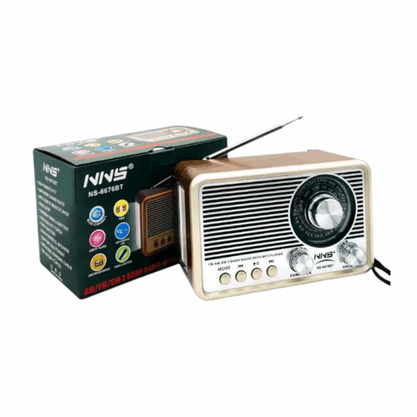 Επαναφορτιζόμενο ραδιόφωνο Retro - NS-6676BT - 566765 - Silver - GoodFlix