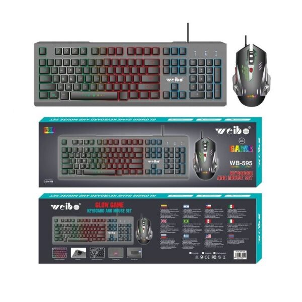 Ενσύρματο πληκτρολόγιο και ποντίκι Gaming - LED RGB - WB595 - Weibo - 655952 - GoodFlix