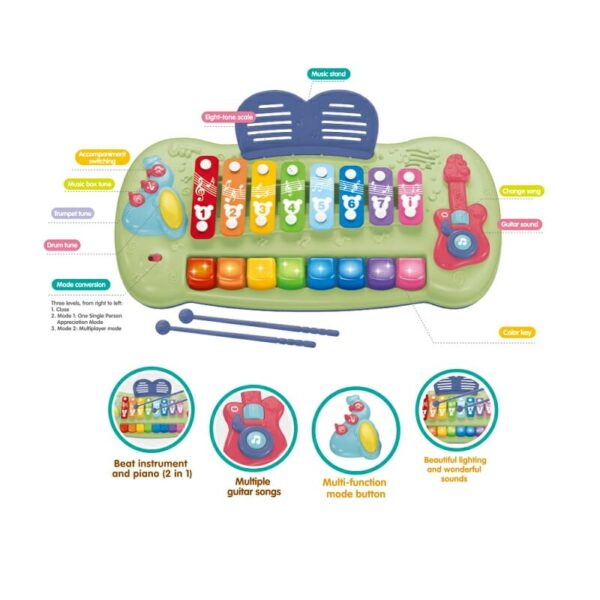 Παιδικό ξυλόφωνο-πιάνο με ήχους μουσικών οργάνων και φωτισμό - 25827E - 691005 - GoodFlix