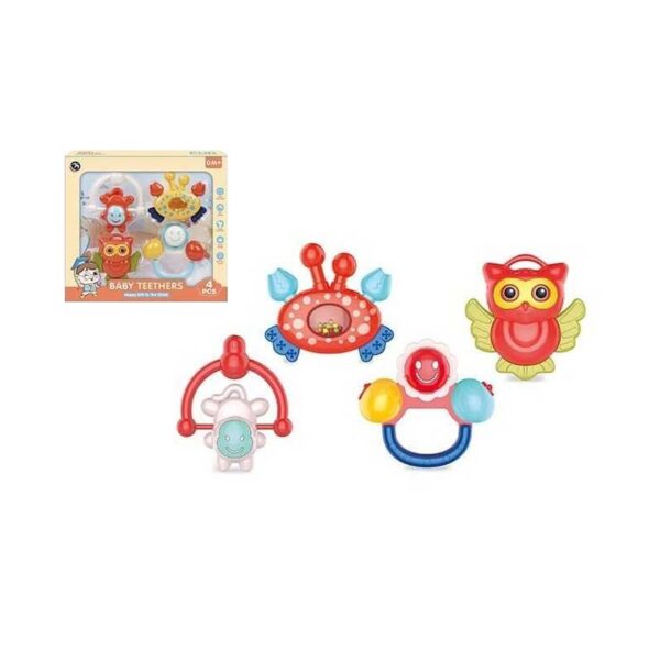Σετ βρεφικές κουδουνίστρες & μασητικά – BM5600-14 - 4pcs - 730298 - GoodFlix