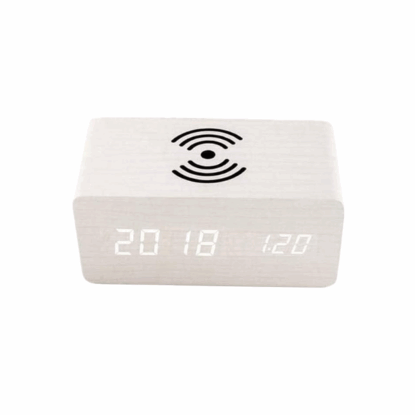 Ψηφιακό ρολόι - Ξυπνητήρι με βάση ασύρματης φόρτισης smartphone - ET025-MINI - 909467 - White - GoodFlix