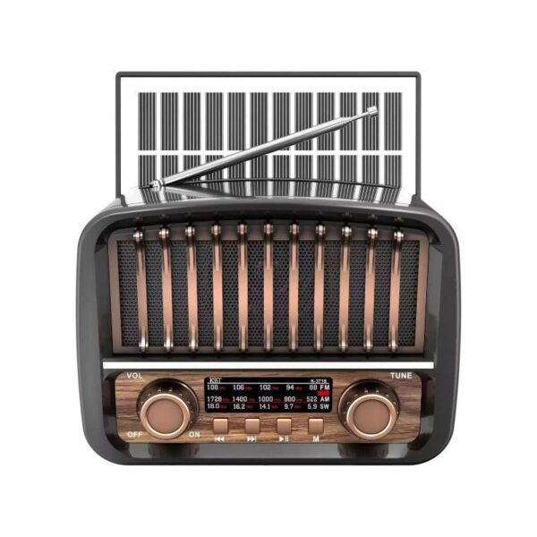 Επαναφορτιζόμενο ραδιόφωνο Retro με ηλιακό πάνελ - K-371S - 023719 - Black - GoodFlix