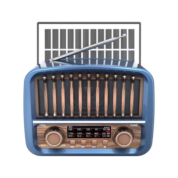 Επαναφορτιζόμενο ραδιόφωνο Retro με ηλιακό πάνελ - K-371S - 023719 - Blue - GoodFlix