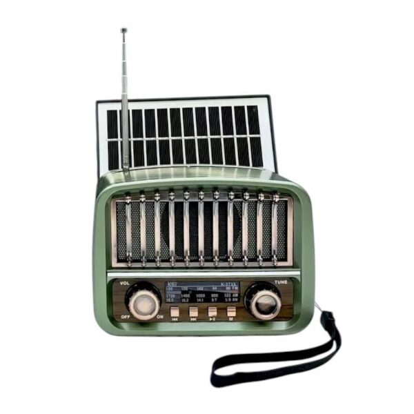 Επαναφορτιζόμενο ραδιόφωνο Retro με ηλιακό πάνελ - K-371S - 023719 - Green - GoodFlix