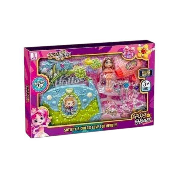 Σετ τσαντάκι με αξεσουάρ ομορφιάς & κούκλα mini - 633-11 - 215302 - GoodFlix