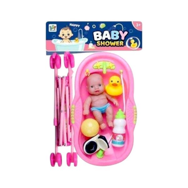 Κούκλα μωρό με σετ μπάνιου και καροτσάκι - 669-702B1 - 215562 - GoodFlix