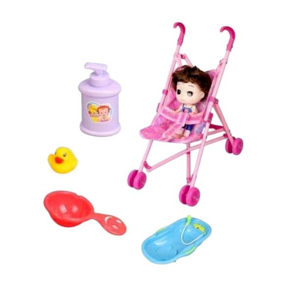 Κούκλα με σετ μπάνιου και καροτσάκι - 669-702C - 215564 - GoodFlix