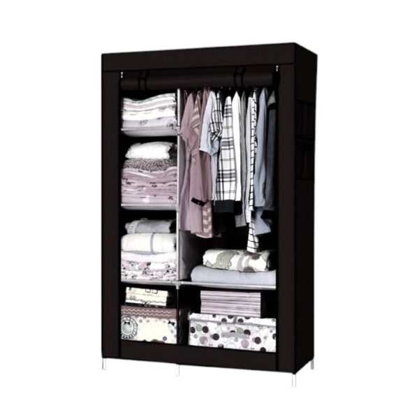 Υφασμάτινη ντουλάπα ρούχων με ράφια - 8890 - 521674 - Black - GoodFlix