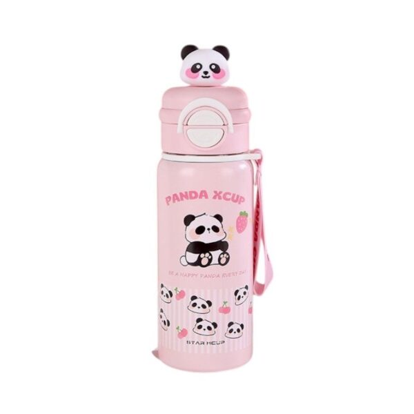 Παιδικό παγούρι-θερμός Panda με καλαμάκι - 500ml - 722344 - Light Pink - GoodFlix